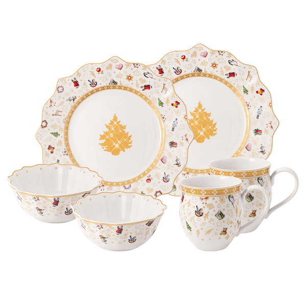 Kit Jantar Natalino Dourado – 6 Peças