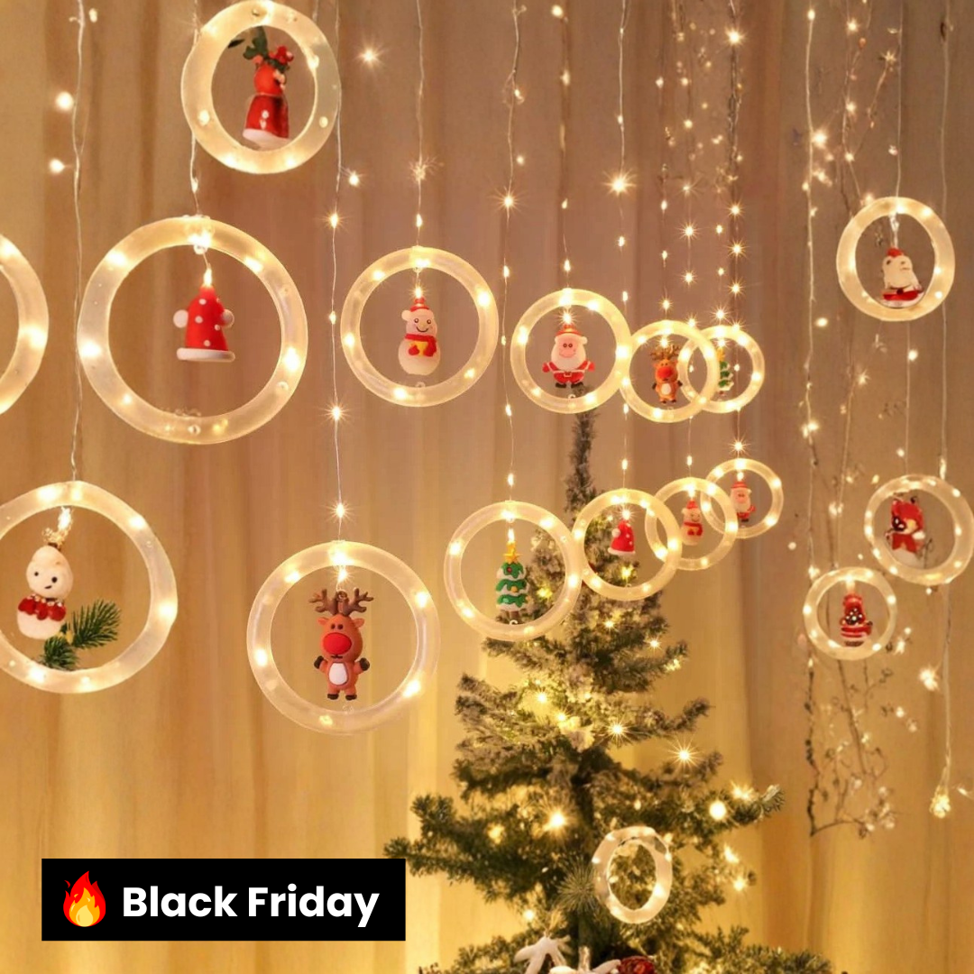 Cortina de Luzes de Natal em LED para Decoração – Brilho Festivo e Encantador