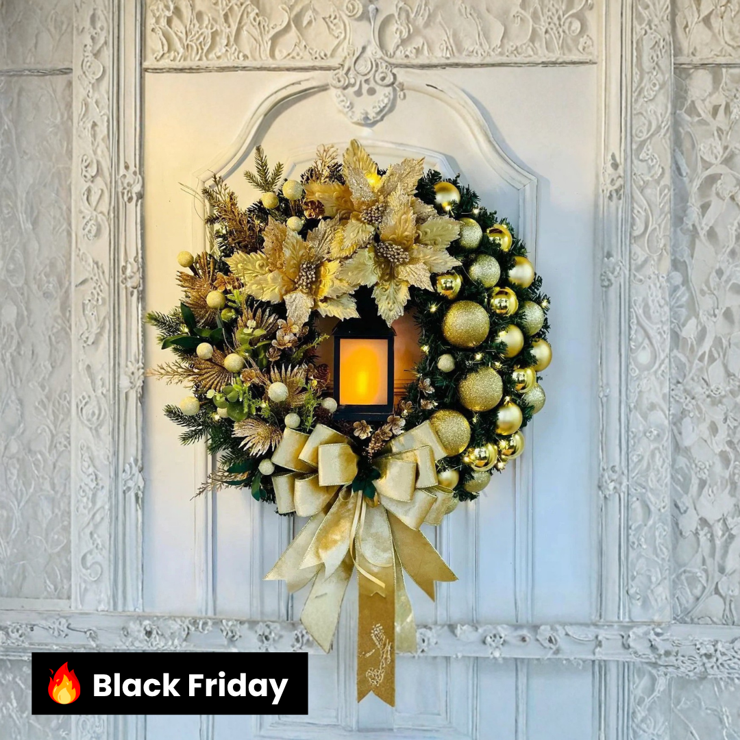 Guirlanda de Natal Dourada para Porta
