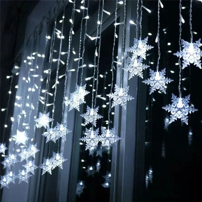 Cortina de Luzes LED Floco de Neve – Magia Natalina em Cada Detalhe