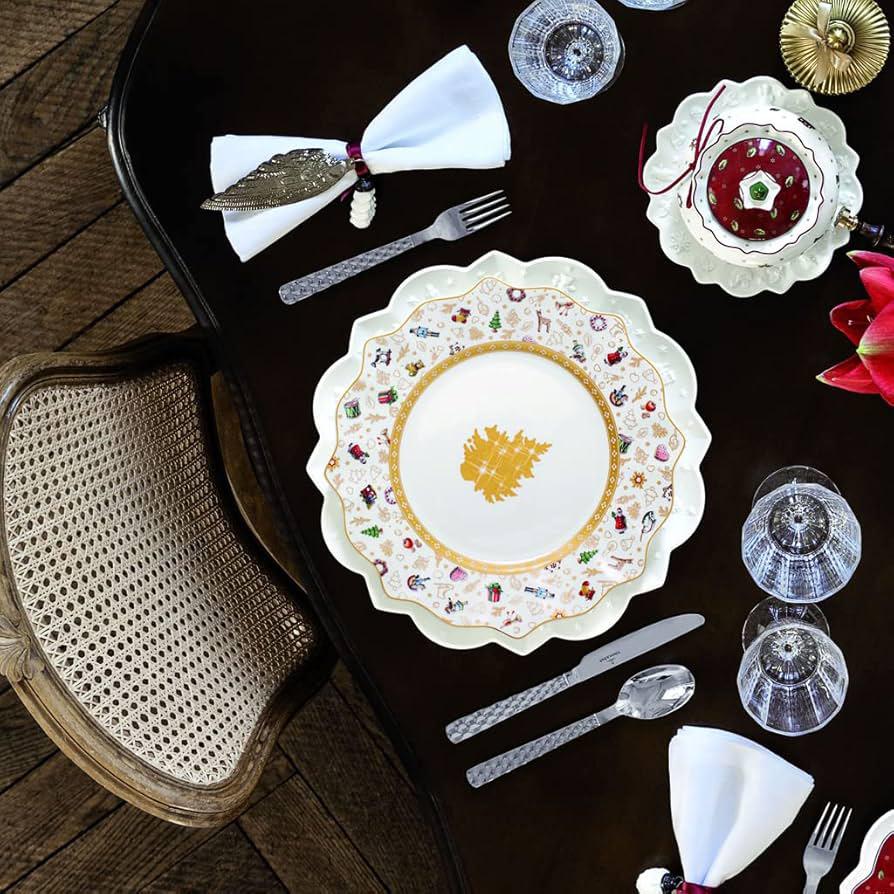 Kit Jantar Natalino Dourado – 6 Peças