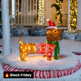 Luz de Jardim LED Cachorro Salsicha de Tinsel com 40 LEDs Branco Quente – 61 cm