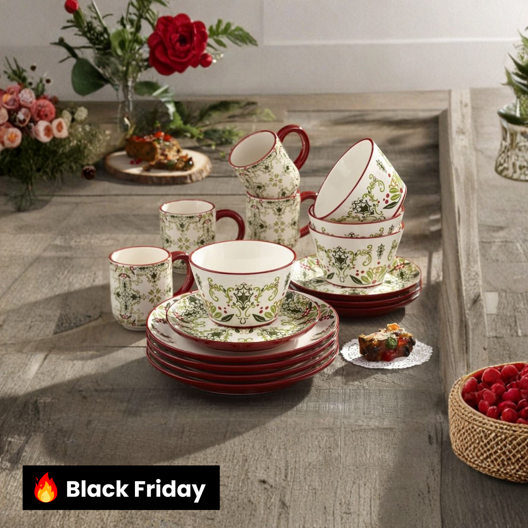 Kit Porcelana Cores Natalinas – 16 Peças