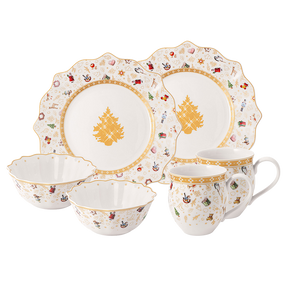 Kit Jantar Natalino Dourado – 6 Peças