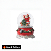 Globo de neve com Papai Noel e elfos encantadores