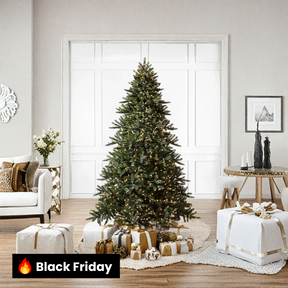 Árvore de Natal California Baby Redwood com Galhos Articulados, Suporte Metálico e Micro LEDs Embutidos