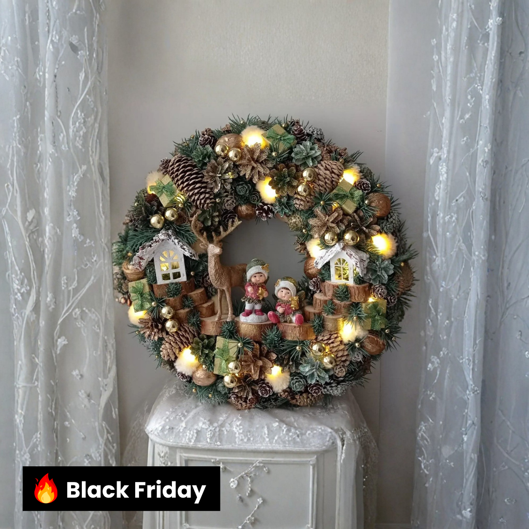 Guirlanda Decoração Natalina Luxo com Led 55CM