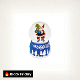 Globo de neve de Papai Noel com base azul e branca