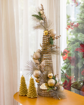 Árvore de Natal Cone Golden Glow c/ LED – 80cm