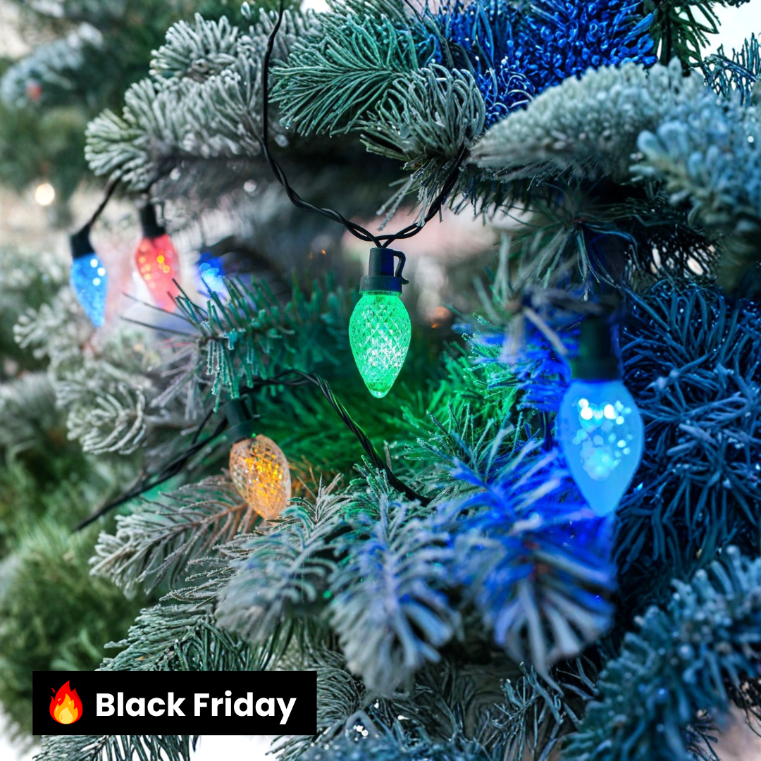 Conjunto com 60 Luzes de Natal Pinha C7 Multicoloridas