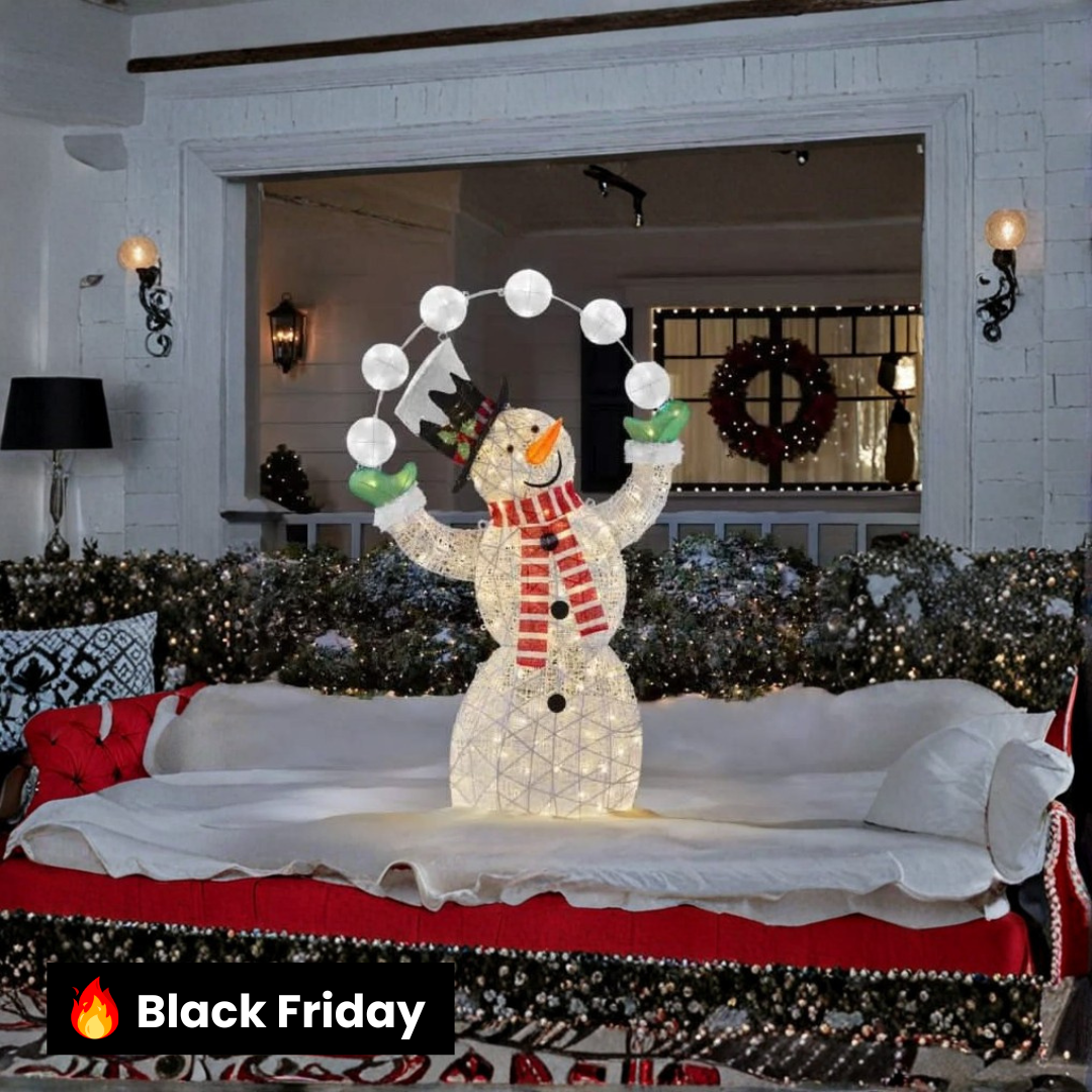 Boneco de Neve Iluminado com 156 LEDs Branco Quente – 1,82 m