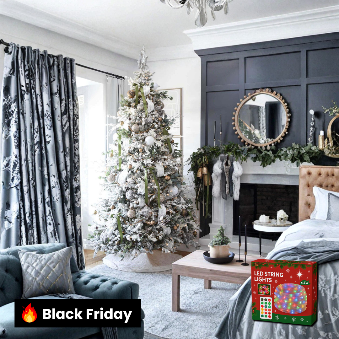 Árvore Queen Flock com Neve [ + LED DE BRINDE ]