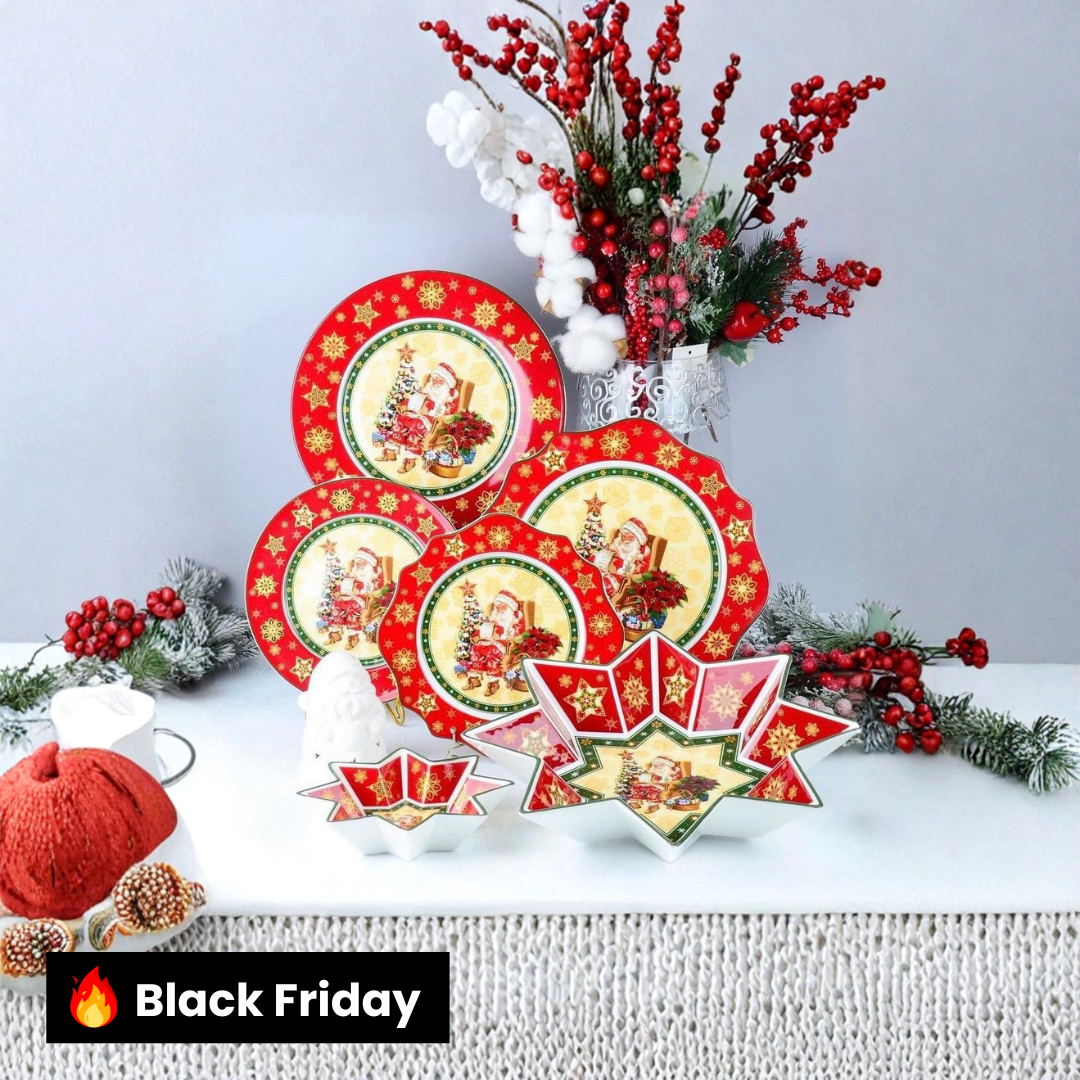 Kit Porcelana Natalina Tradicional – 6 Peças