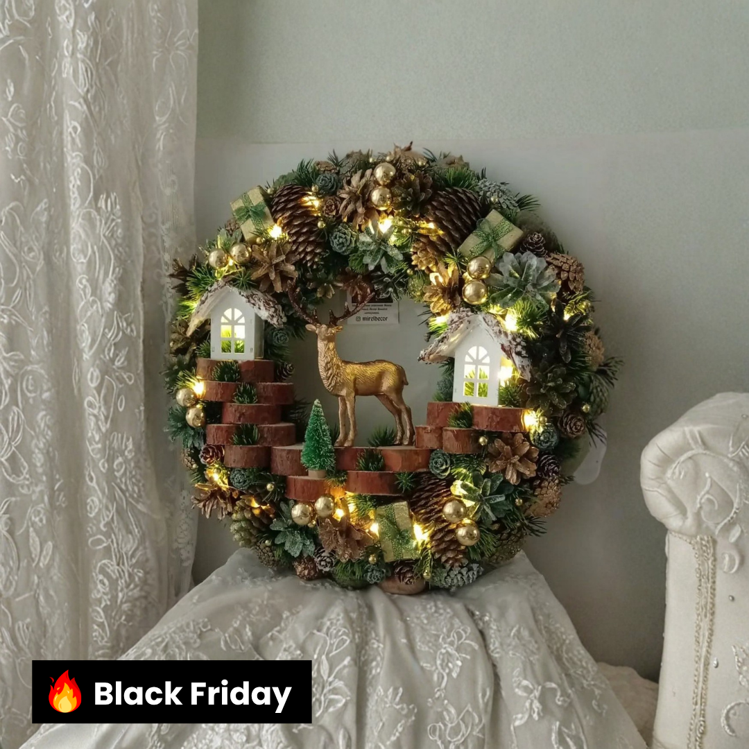 Guirlanda Decoração Natalina Luxo com Led 55CM