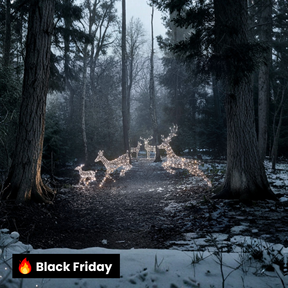 Conjunto Natalino de 5 Renas Iluminadas com LED em Duas Cores