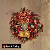 Guirlanda Decoração de Natal Laços + Led 65CM