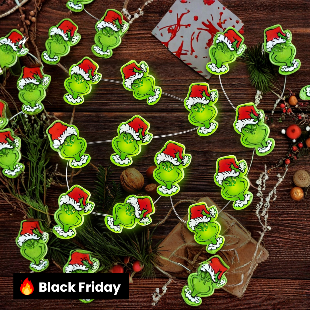Luzes LED Verdes do Grinch – 40 Peças
