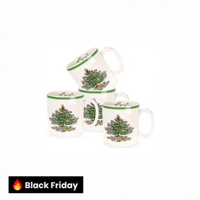 Kit Canecas Porcelanato Árvore de Natal – 4 Peças