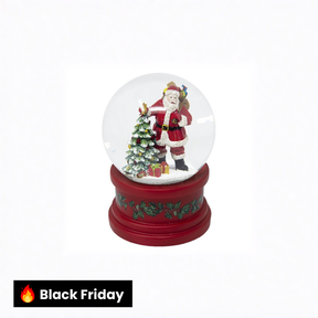 Globo de neve de Natal com Papai Noel e árvore de Natal