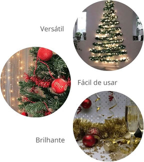 Kit 10 Festão Metalizado 7 Fitas 5cm X 2 Metros Decoração Natalina Enfeite Natal Festa (Vermelho)