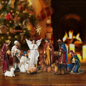 Presépio Lar do Natal Clássico de Resina – 13 Peças