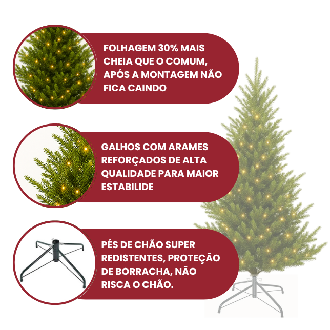 Pinheiro de Natal 900 Galhos [ + LED DE BRINDE ]