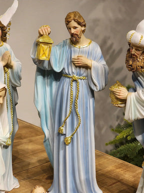 Presépio em Resina Azul • 11 Peças • 30cm