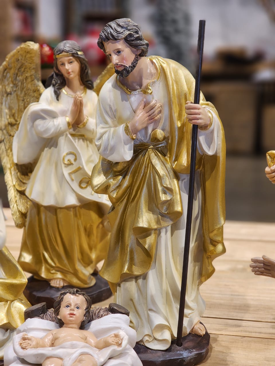 PRESÉPIO EM RESINA 11 PÇS DOURADO LUXO