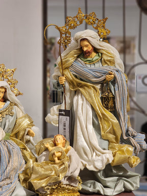 PRESÉPIO DE LUXO SACRA AZUL 28CM 4 PÇS