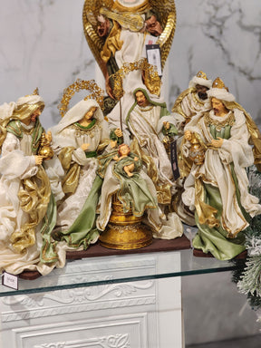 PRESÉPIO DE LUXO SACRA VERDE 28CM 4 PÇS